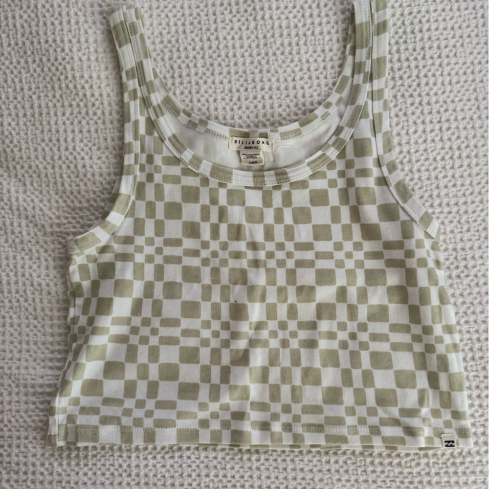 Billabong Green and White Crop Top